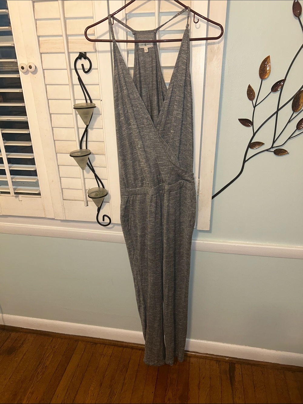 Lou & Grey Heather Gray Sleeveless Wrap Jumpsuit